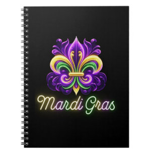 Kleurrijke Neon Mardi Gras Fleur de lis Notitieboek