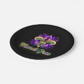 Kleurrijke Neon Mardi Gras Fleur de lis Papieren Bordje (Gekanteld)