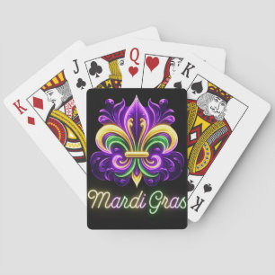 Kleurrijke Neon Mardi Gras Fleur de lis Pokerkaarten