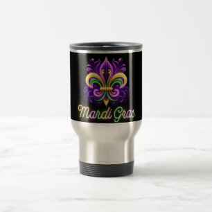 Kleurrijke Neon Mardi Gras Fleur de lis Reisbeker