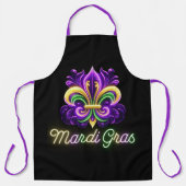 Kleurrijke Neon Mardi Gras Fleur de lis Schort (Voorkant)