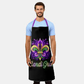 Kleurrijke Neon Mardi Gras Fleur de lis Schort (Gedragen)