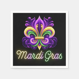 Kleurrijke Neon Mardi Gras Fleur de lis Servet