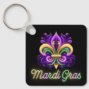 Kleurrijke Neon Mardi Gras Fleur de lis Sleutelhanger