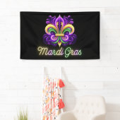Kleurrijke Neon Mardi Gras Fleur de lis Spandoek (Insitu)