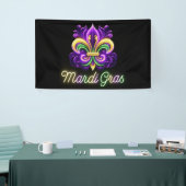 Kleurrijke Neon Mardi Gras Fleur de lis Spandoek (Beurs)