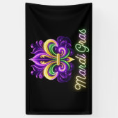 Kleurrijke Neon Mardi Gras Fleur de lis Spandoek (Verticaal)