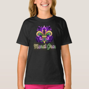 Kleurrijke Neon Mardi Gras Fleur de lis T-shirt