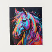 Kleurrijke neon paard tapestry wandkleed (Voorkant)