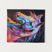 Kleurrijke neon paard tapestry wandkleed (Voorkant (horizontaal))
