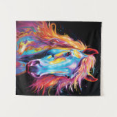 Kleurrijke neon paard tapestry wandkleed (Voorkant (horizontaal))