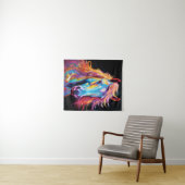Kleurrijke neon paard tapestry wandkleed (In Situ (horizontaal))