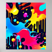 Kleurrijke Neon Paint Splatter Art Poster (Voorkant)