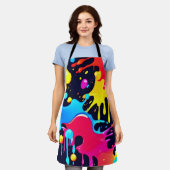 Kleurrijke Neon Paint Splatter Art Schort (Gedragen)