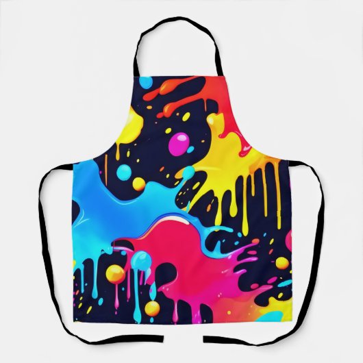Kleurrijke Neon Paint Splatter Art Schort (Voorkant)
