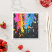 Kleurrijke Neon Paint Splatter Gepersonaliseerd Servet (Insitu)