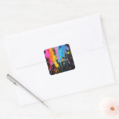 Kleurrijke Neon Paint Splatter Gepersonaliseerd Vierkante Sticker (Envelop)