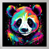 Kleurrijke Neon Panda beer digitale kunst print, Poster (Voorkant)