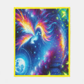 Kleurrijke Neon Phoenix met Night Sky | Fleece Deken (Voorkant)