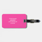 Kleurrijke neon roze monogram reistaslabel (Achterkant horizontaal)