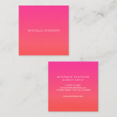 Kleurrijke Neon Roze Sinaasappel Gradient Cute Vierkante Visitekaartje (Voorkant / Achterkant)