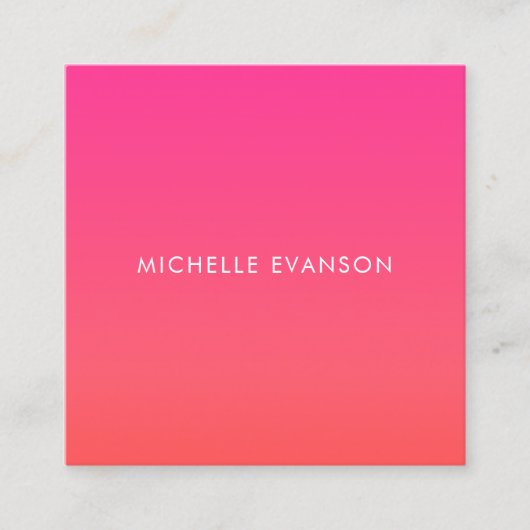 Kleurrijke Neon Roze Sinaasappel Gradient Cute Vierkante Visitekaartje (Voorkant)