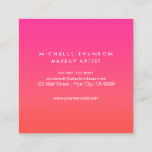 Kleurrijke Neon Roze Sinaasappel Gradient Cute Vierkante Visitekaartje (Achterkant)