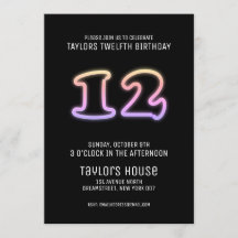 Kleurrijke Neon Sign 12e trendy verjaardagsfeestje