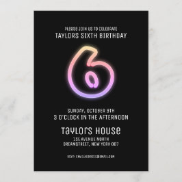 Kleurrijke Neon Sign 6E trendy verjaardagsfeestje Kaart