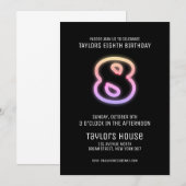 Kleurrijke Neon Sign 8E trendy verjaardagsfeestje Kaart (Voorkant / Achterkant)