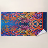 Kleurrijke Neon Sinaasappel Ocean Coral gepersonal Strandlaken (Voorkant)