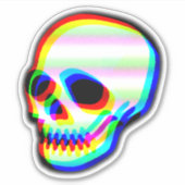Kleurrijke Neon Skull Art Illustratie Halloween Pl Sticker (Voorkant)