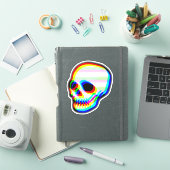 Kleurrijke Neon Skull Art Illustratie Halloween Pl Sticker (iPad Cover)