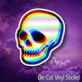 Kleurrijke Neon Skull Art Illustratie Halloween Pl Sticker