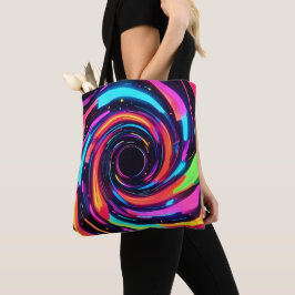 Kleurrijke Neon Spiraal Abstracte Kunst Tote Bag