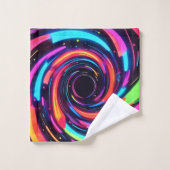 Kleurrijke Neon Spiral Abstracte Kunst Bad Handdoek (Wasdoekje)