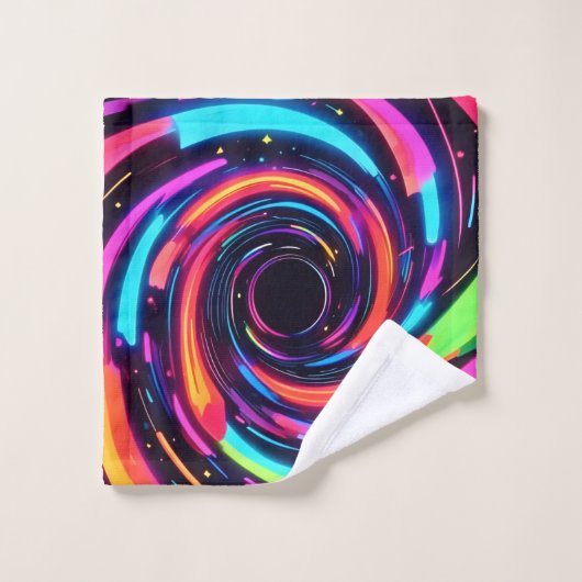 Kleurrijke Neon Spiral Abstracte Kunst Bad Handdoek (Wasdoekje)