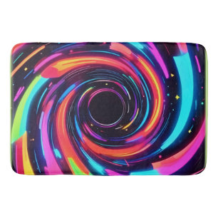 Kleurrijke Neon Spiral Abstracte Kunst Badmat