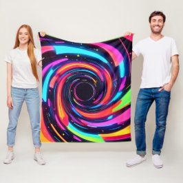 Kleurrijke Neon Spiral Abstracte Kunst Fleece Deken