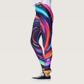 Kleurrijke Neon Spiral Abstracte Kunst Leggings (Links)