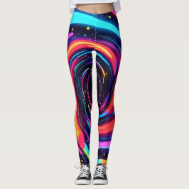 Kleurrijke Neon Spiral Abstracte Kunst Leggings