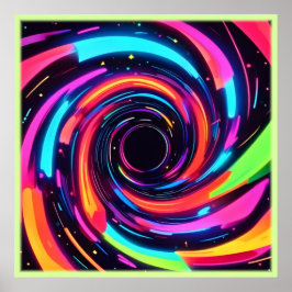 Kleurrijke Neon Spiral Abstracte Kunst Poster