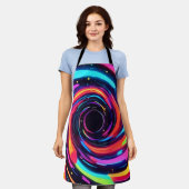 Kleurrijke Neon Spiral Abstracte Kunst Schort (Gedragen)