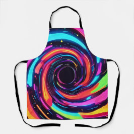 Kleurrijke Neon Spiral Abstracte Kunst Schort