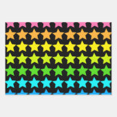 Kleurrijke neon sterren op zwart inpakpapier vel (Voorkant 2)