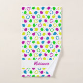 Kleurrijke neon stippen en vormen retro patroon bad handdoek (Handdoek)