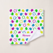 Kleurrijke neon stippen en vormen retro patroon bad handdoek (Wasdoekje)