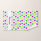 Kleurrijke neon stippen en vormen retro patroon bad handdoek (Handdoek)