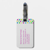 Kleurrijke neon stippen en vormen retro patroon bagagelabel (Achterkant verticaal)