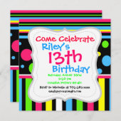 Kleurrijke Neon Stripes Polka Dots roze Blue Green Kaart (Voorkant / Achterkant)